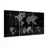 World Map Glass Wall Art.